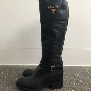 Prada Logo Riding Boots